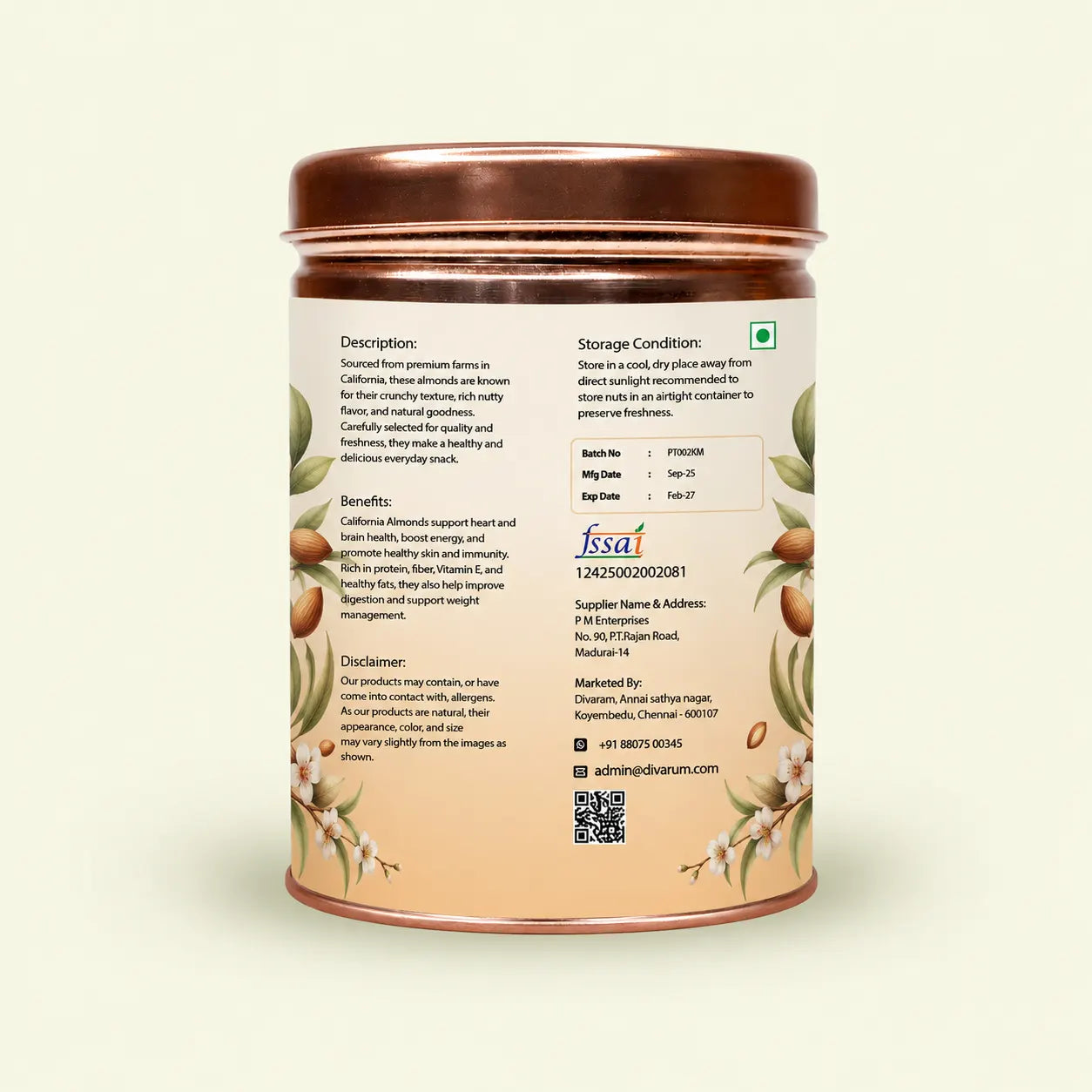 CALIFORNIA ALMONDS TIN