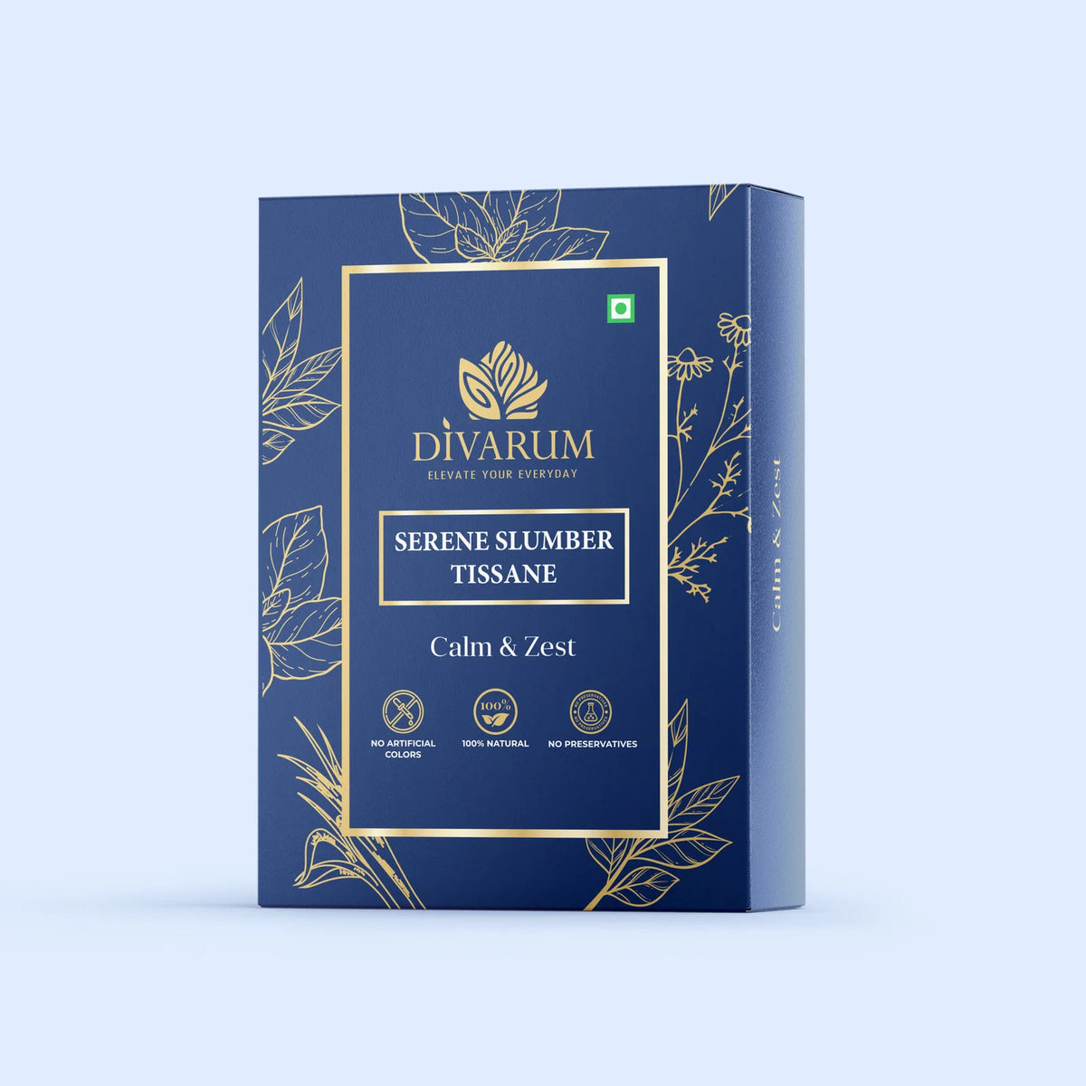 Divarum Serene Slumber chamomile and lemongrass tisane packaging 
